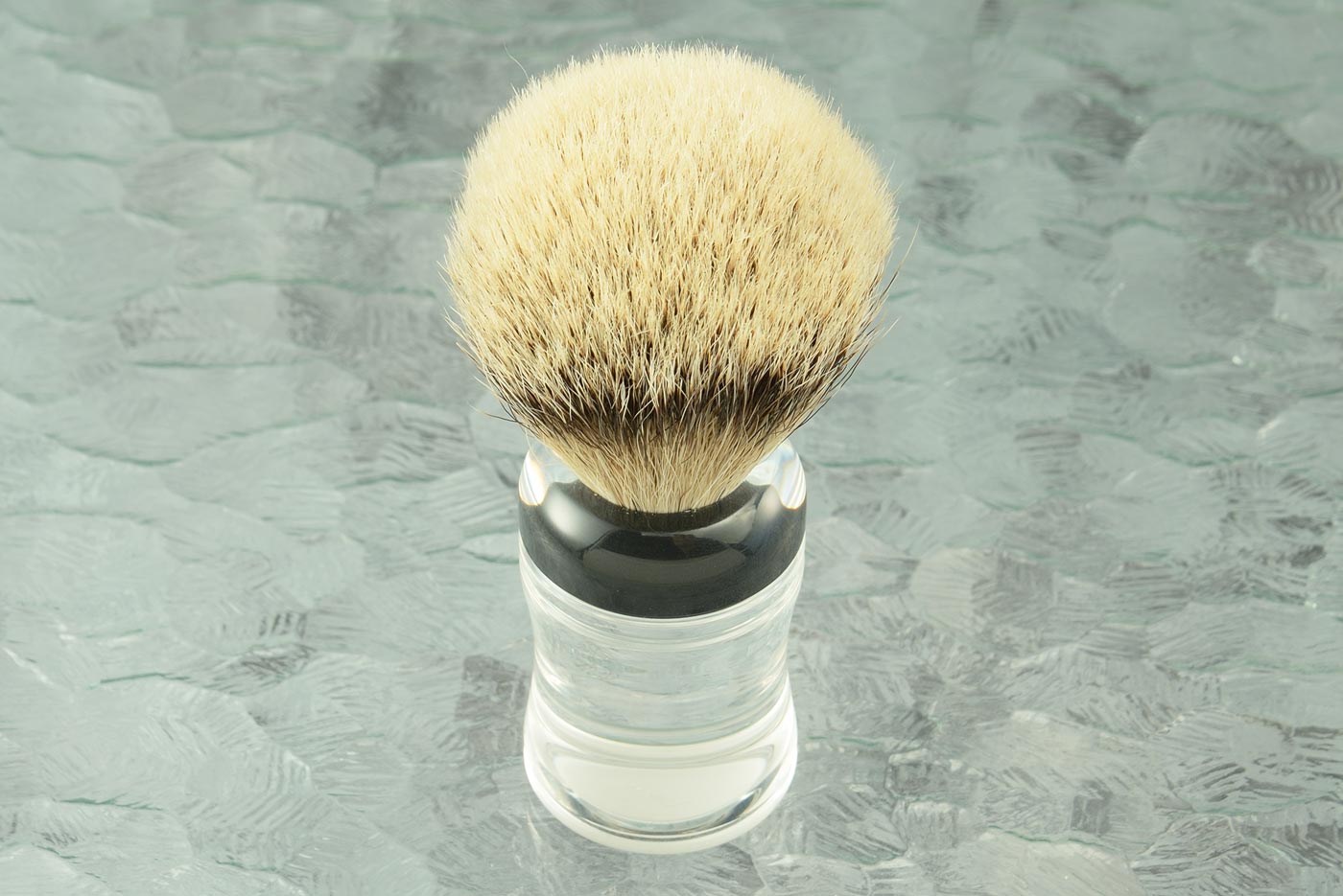 Silvertip Shaving Brush with Hand Turned Clear/Black Acrylic