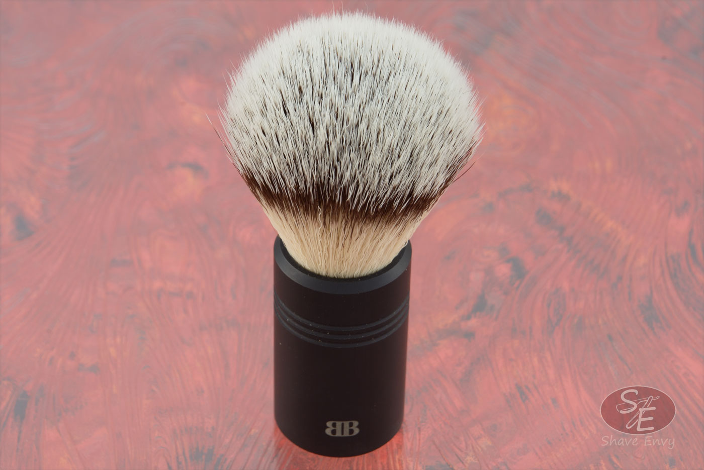 Shaving Brush with Aluminum (Black Anodized), Synthetic Bristles (24mm Knot)