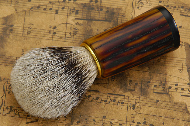 Amber Sambar Stag and Silvertip Badger Bristle Shaving Brush